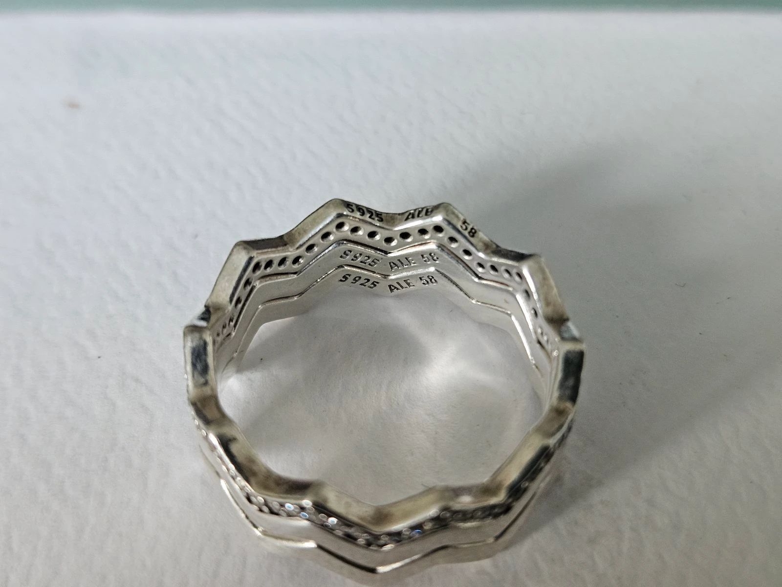 Conjunto de 3 anéis Pandora tamanho 58 zigzag – photo 5